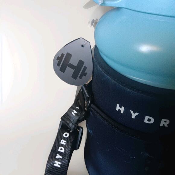 HYDROJUG Water Hydration Bottle & Straw, Blue W/Black Marble Print Sleeve 73 Oz - Picture 2 of 8